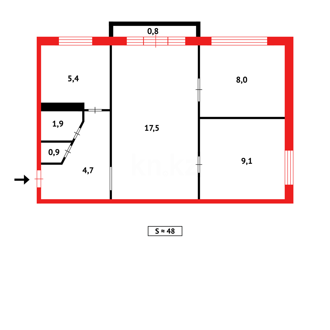 Продажа 3-комнатной квартиры, 47 м², 6А квартал - Продажа квартир в Темиртау фото 10 из 10