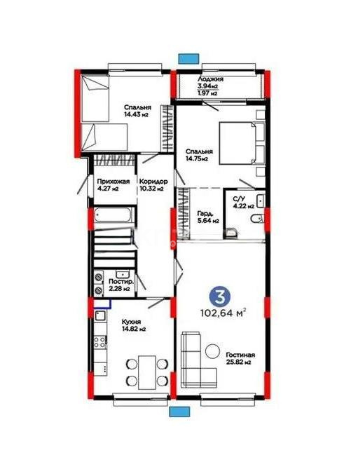 Продажа 3-комнатной квартиры, 103 м² - Продажа  трехкомнатных квартир в новостройках Астаны - страница 3 фото 1 из 1