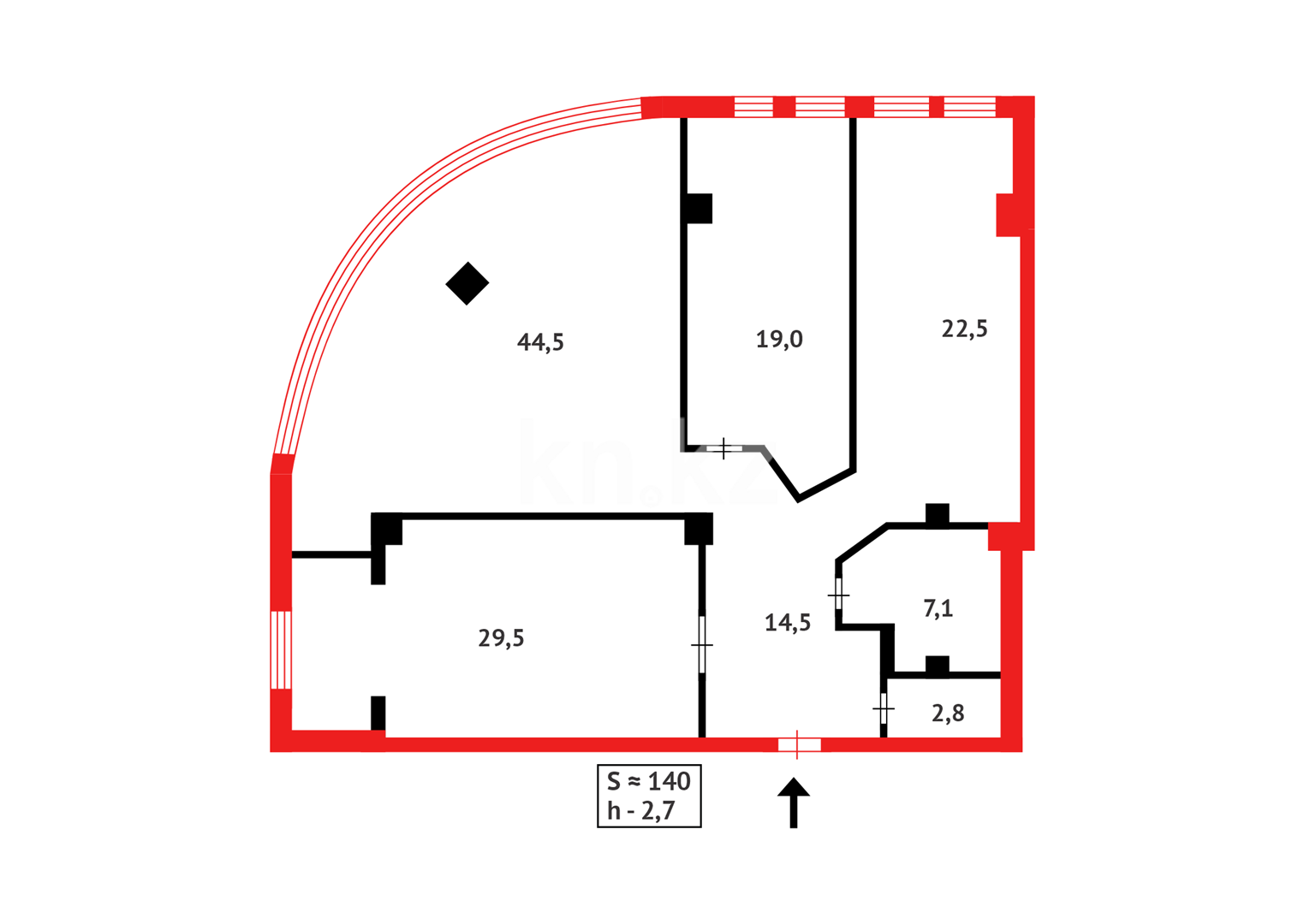 Продажа 3-комнатной квартиры, 139 м², пр. Шахтеров - Продажа  трехкомнатных квартир в новостройках Караганды фото 13 из 13