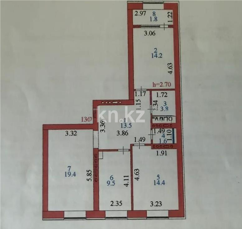 Продажа 3-комнатной квартиры, 78.2 м² в Астане - фото 8