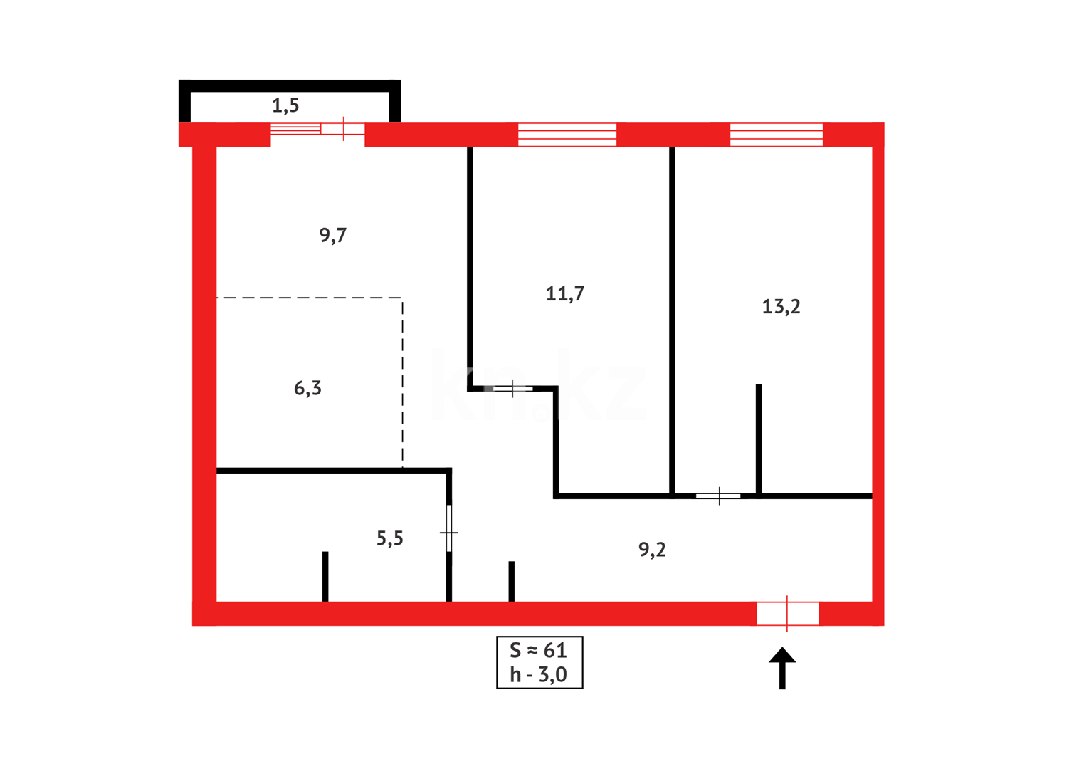 Продажа 3-комнатной квартиры, 60 м² в Караганде - фото 3