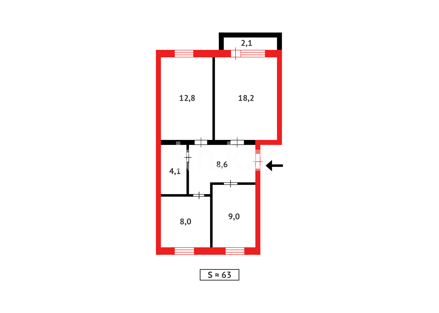 Продажа 3-комнатной квартиры, 63 м² - Аренда квартир помесячно в Акмолинской области фото 12 из 12