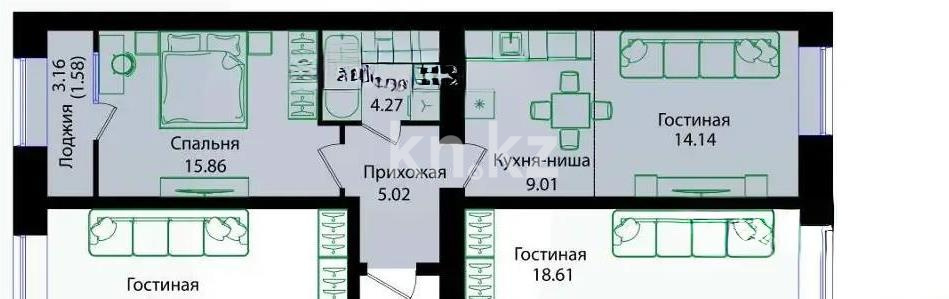 Продажа 2-комнатной квартиры, 50 м², ул. Е-15, дом  16 в Астане
