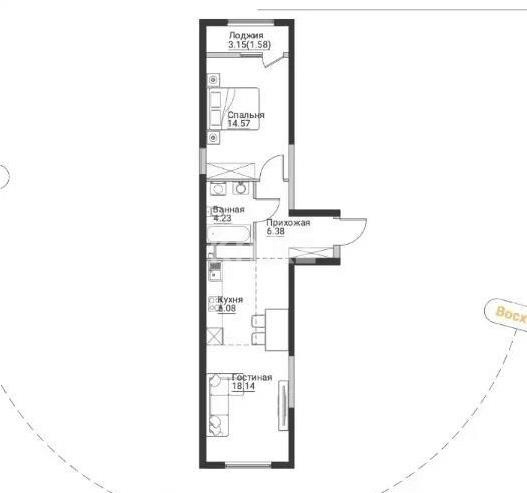 Продажа 2-комнатной квартиры, 50.98 м² в Алматы