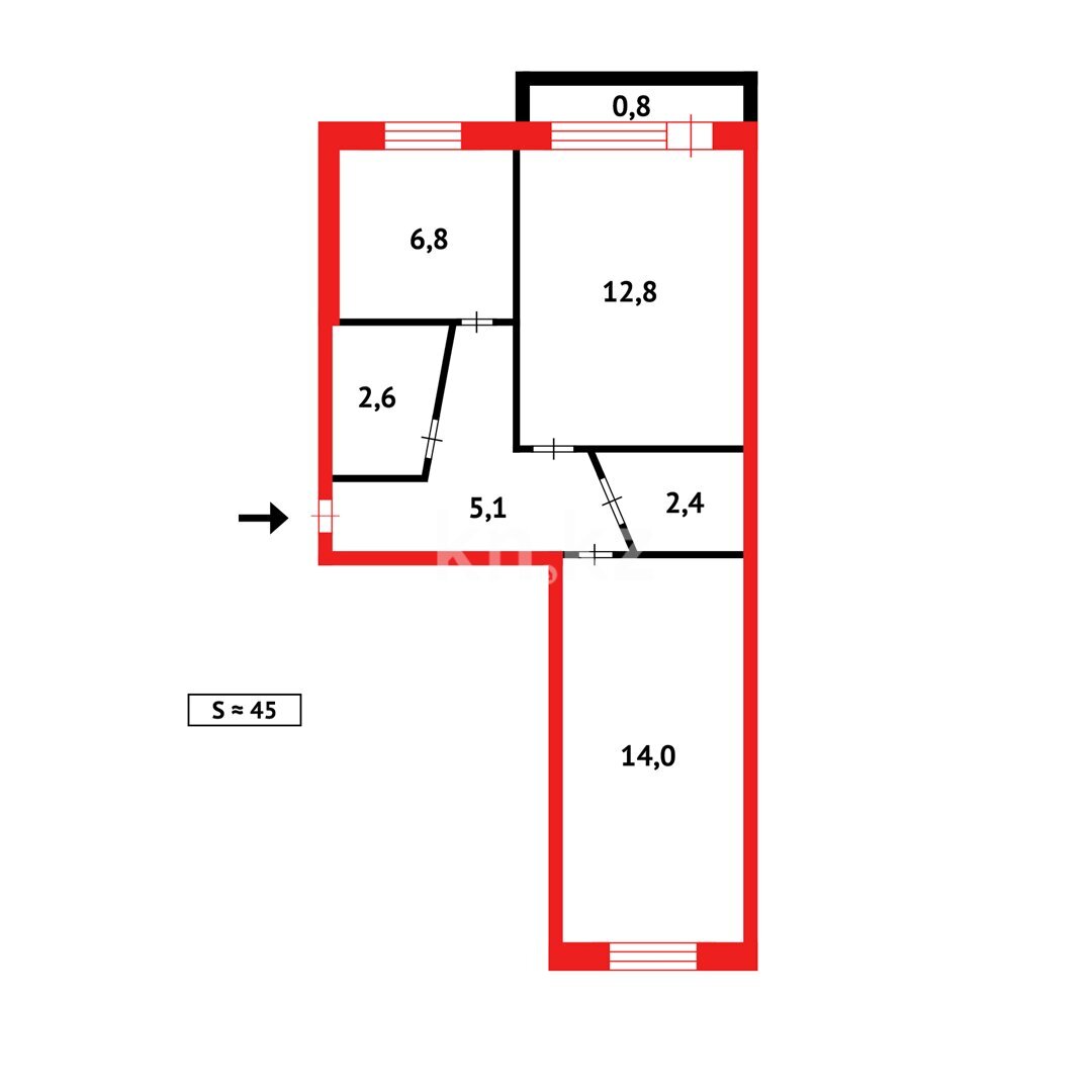 Продажа 2-комнатной квартиры, 44 м² в Темиртау - фото 15