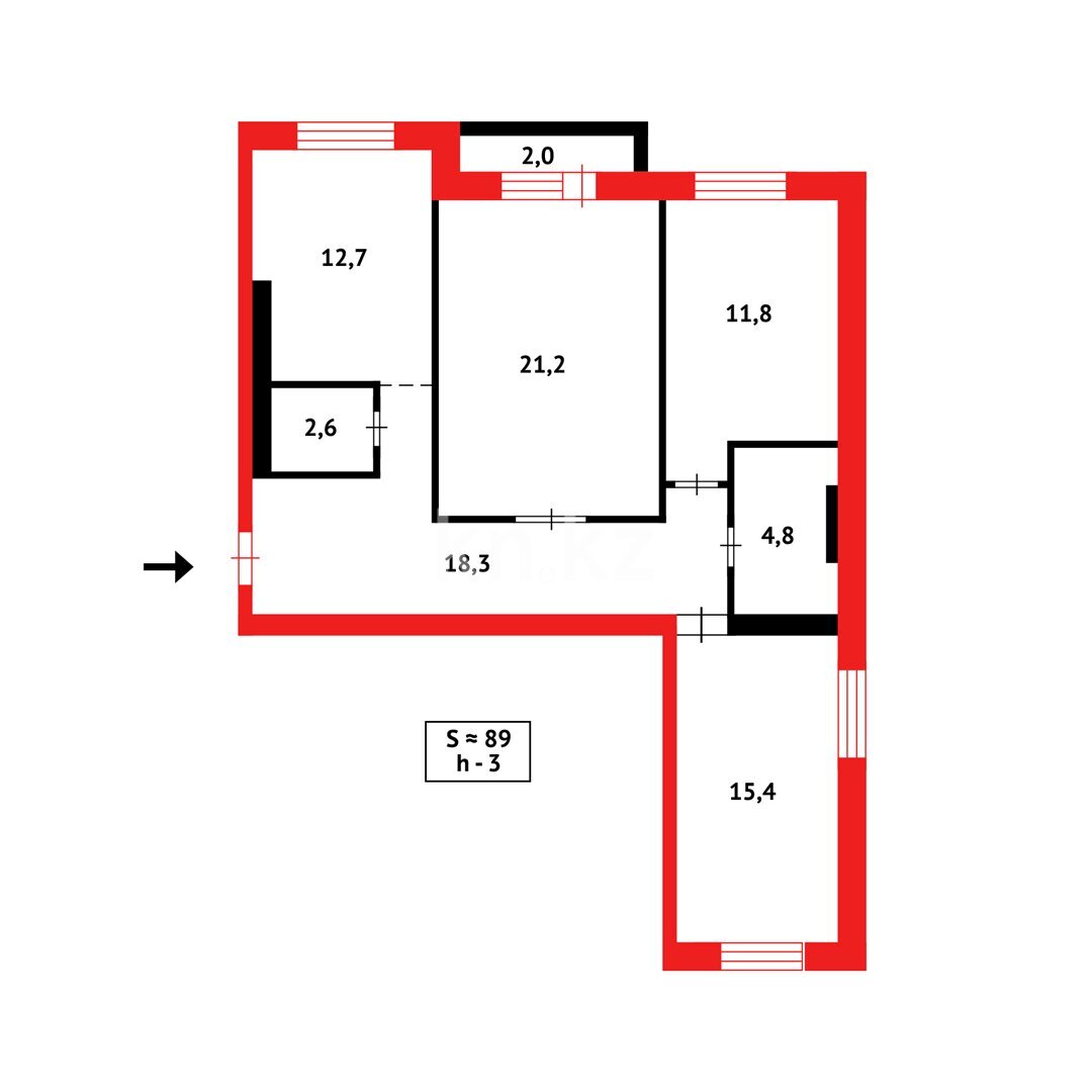 Продажа 3-комнатной квартиры, 90 м² в Караганде - фото 8