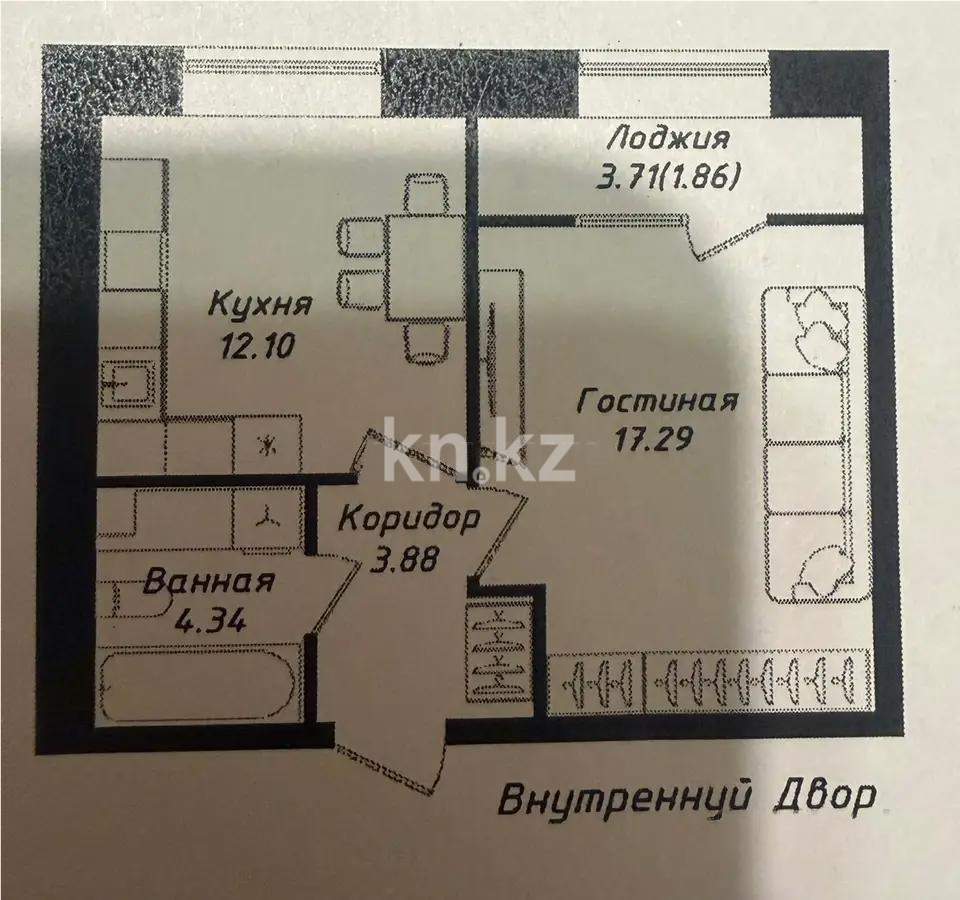 Продажа 1-комнатной квартиры, 39.47 м² в Астане