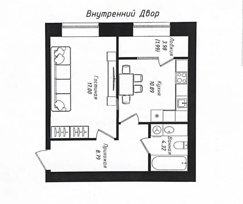 Продажа 1-комнатной квартиры, 42.99 м² в Астане
