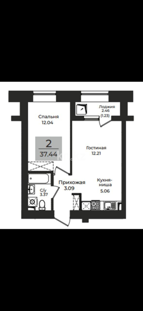 Продажа 2-комнатной квартиры, 37.44 м² - Продажа двухкомнатных квартир в Астане фото 4 из 4