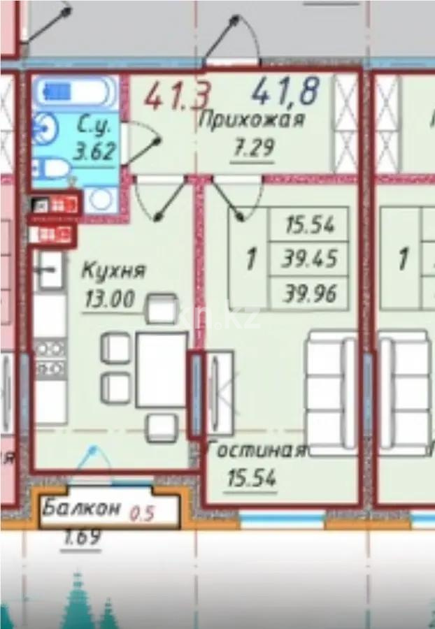 Продажа 1-комнатной квартиры, 41.8 м² в Алматы - фото 2