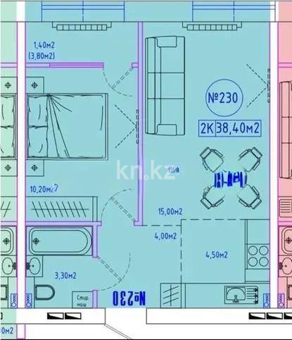 Продажа 1-комнатной квартиры, 38.4 м², ул. Кургальжинское шоссе, дом  37 в Астане - фото 4