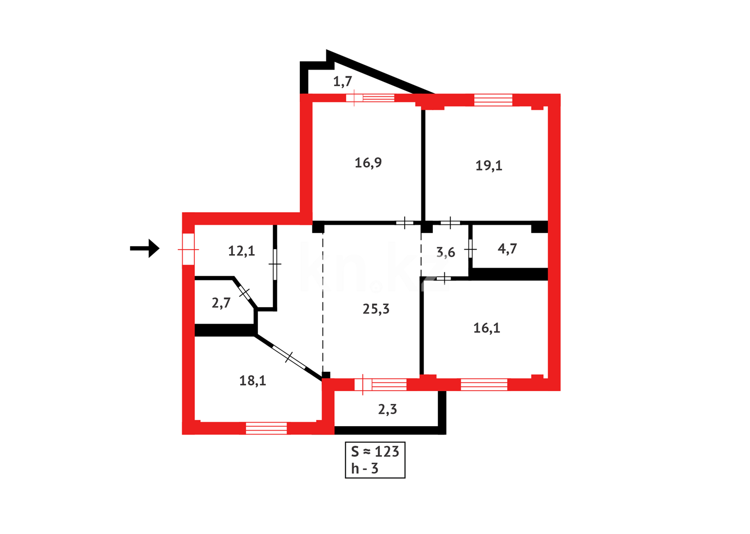Продажа 4-комнатной квартиры, 122.6 м² - Продажа четырехкомнатных квартир в Астане - страница 21 фото 15 из 15