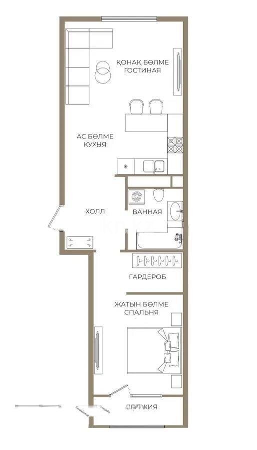Продажа 2-комнатной квартиры, 58 м² в Алматы