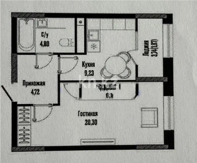 Продажа 1-комнатной квартиры, 40.92 м² - Продажа квартир в Астане фото 1 из 1