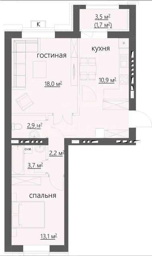 Продажа 1-комнатной квартиры, 37 м² - Продажа  однокомнатных квартир в новостройках Караганды - страница 3 фото 12 из 17