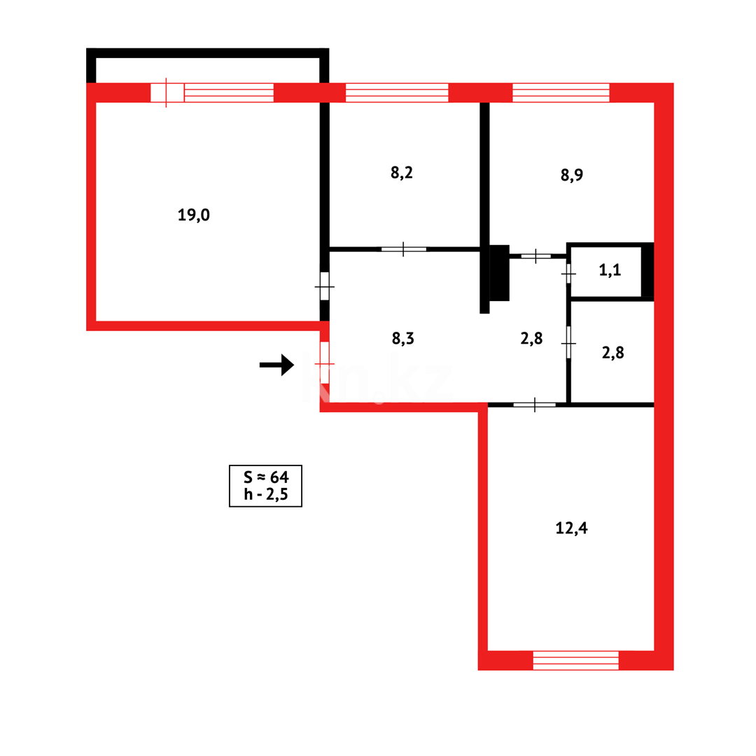 Продажа 3-комнатной квартиры, 65 м² в Темиртау - фото 15