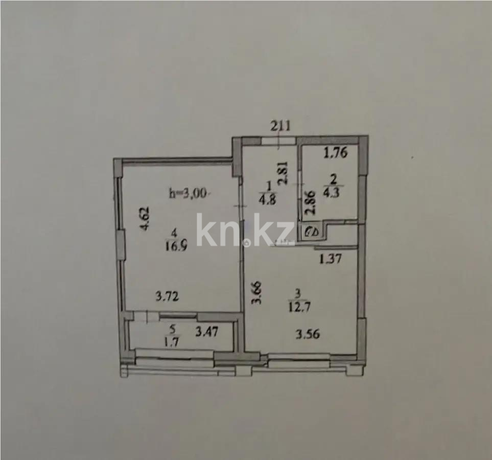 Продажа 1-комнатной квартиры, 40.4 м² в Астане