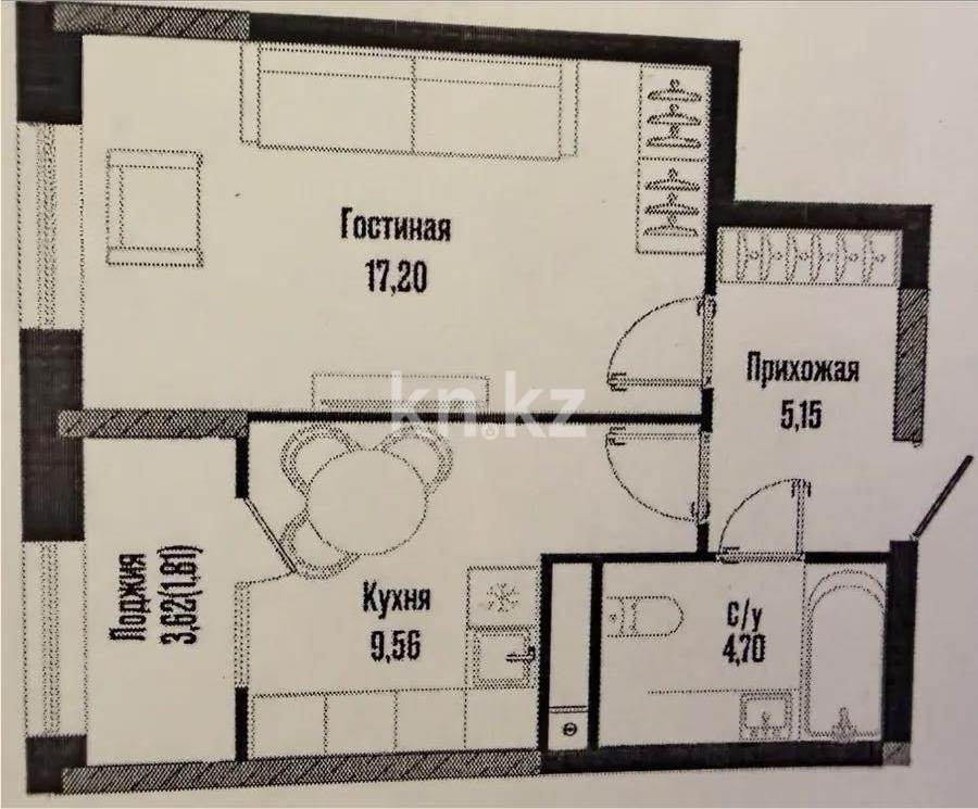 Продажа 1-комнатной квартиры, 38.42 м² в Астане