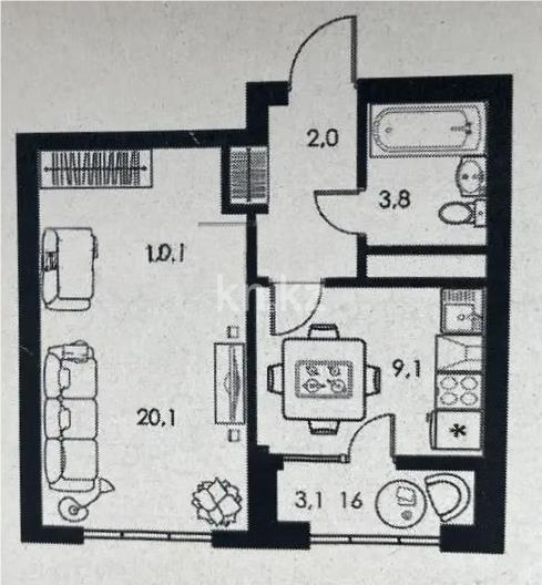Продажа 1-комнатной квартиры, 39 м² - Продажа квартир в новостройках Алматы - страница 2 фото 7 из 7