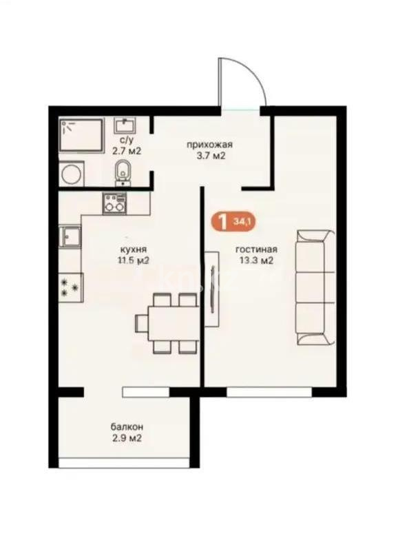 Продажа 1-комнатной квартиры, 35 м² - Продажа  однокомнатных квартир в Алматы - страница 2 фото 2 из 2