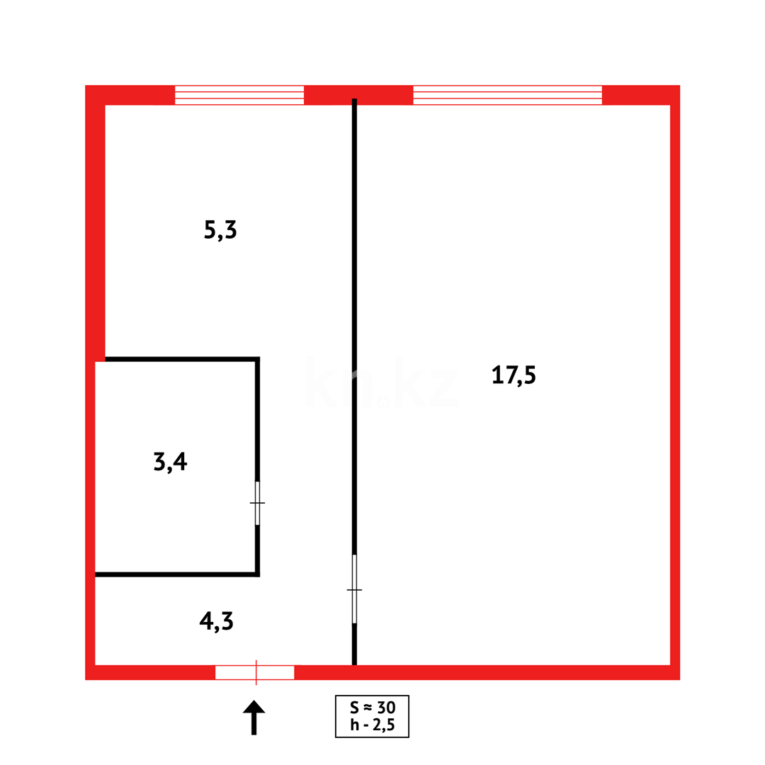 Продажа 1-комнатной квартиры, 30 м², мкр-н 6-й - Продажа квартир в Темиртау фото 8 из 8