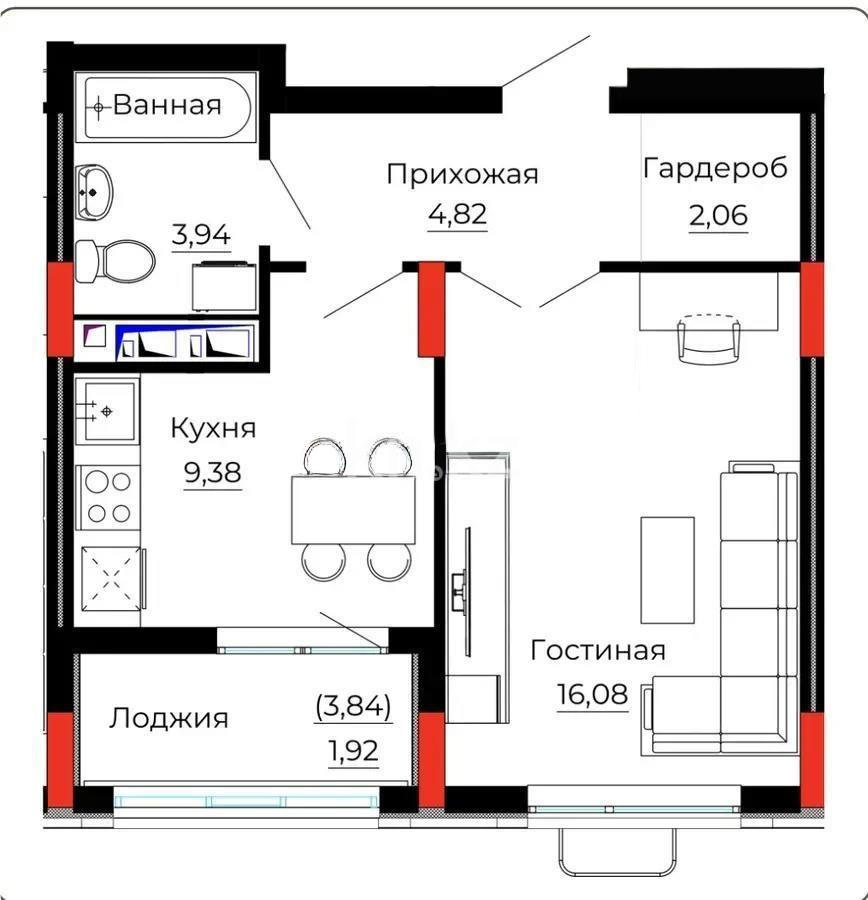 Продажа 1-комнатной квартиры, 38.29 м² - Продажа однокомнатных квартир от собственников в Астане фото 1 из 1