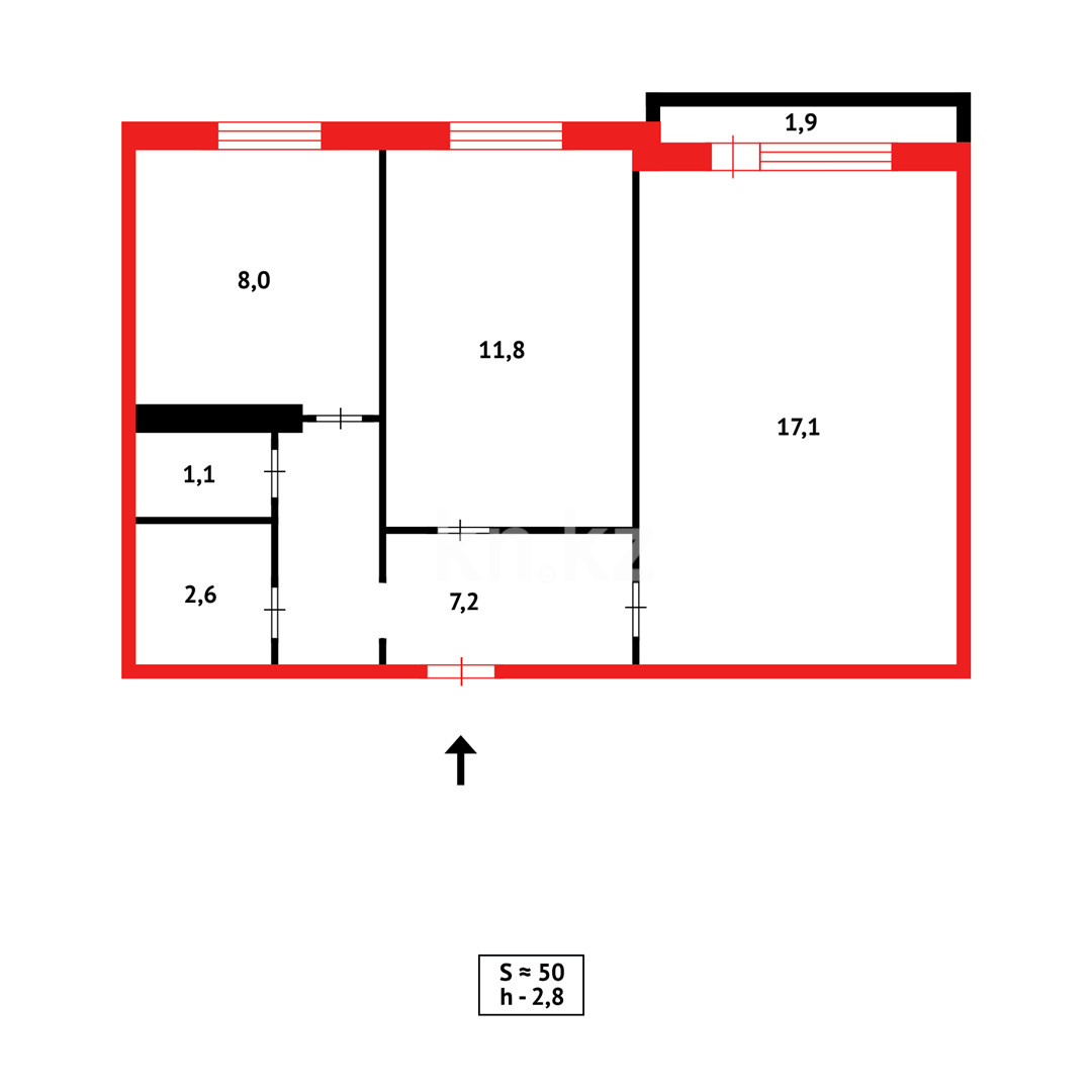 Продажа 2-комнатной квартиры, 50 м², мкр-н Степной-1 - Продажа  двухкомнатных квартир в Караганде фото 19 из 19