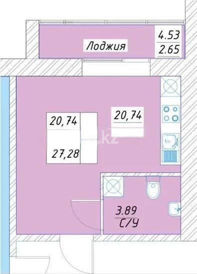 Продажа 1-комнатной квартиры, 27.28 м² в Астане - фото 3