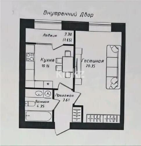 Продажа 1-комнатной квартиры, 40.1 м² в Астане