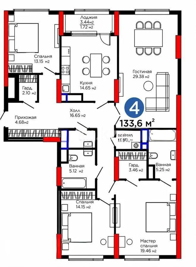 Продажа 4-комнатной квартиры, 133.6 м² - Продажа квартир в Астане - страница 16 фото 1 из 1