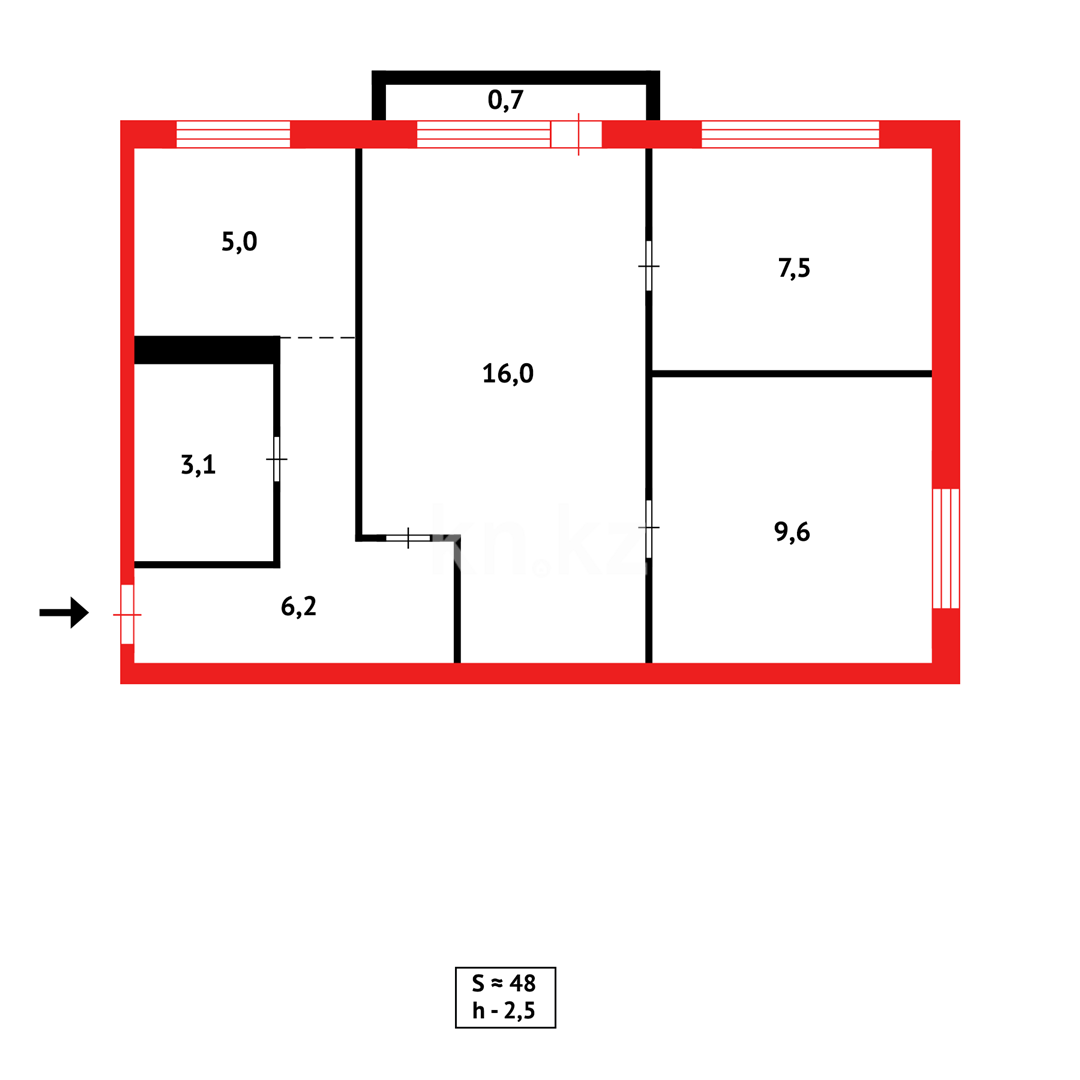 Продажа 3-комнатной квартиры, 48 м² - Продажа трехкомнатных квартир в Караганде фото 14 из 14