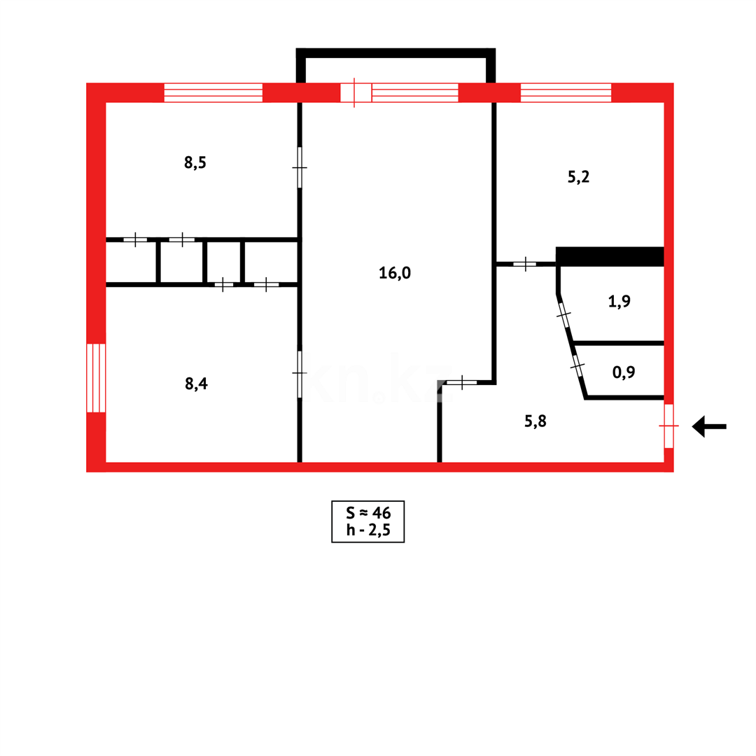 Продажа 3-комнатной квартиры, 46 м², 6-й мкр. в Темиртау - фото 10