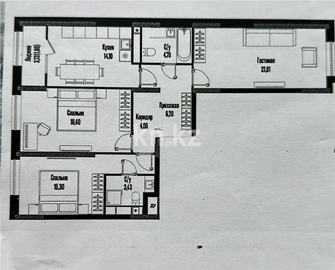 Продажа 3-комнатной квартиры, 91 м², ул. Бухар жырау, дом  12/2 в Астане