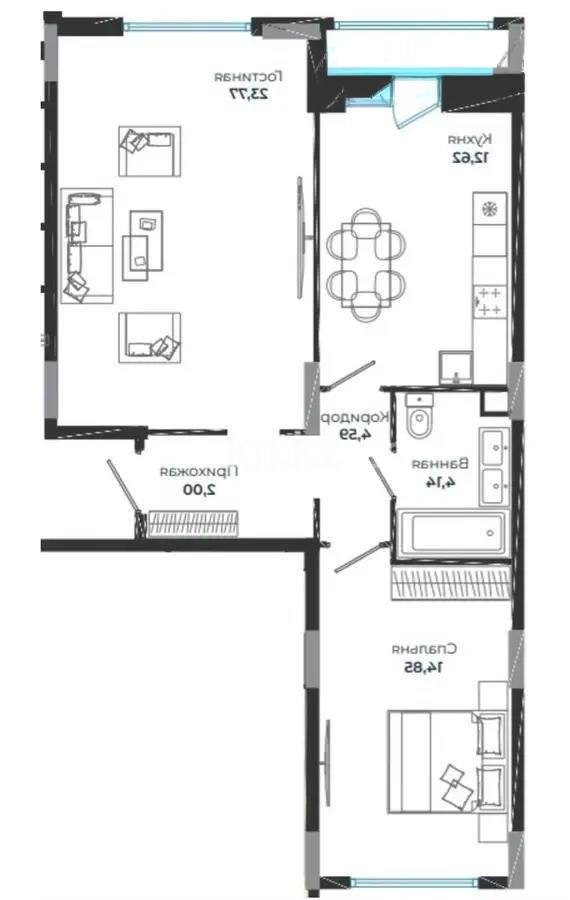 Продажа 2-комнатной квартиры, 63 м², ул. Сыганак, дом  4 - Продажа квартир в Астане фото 1 из 1