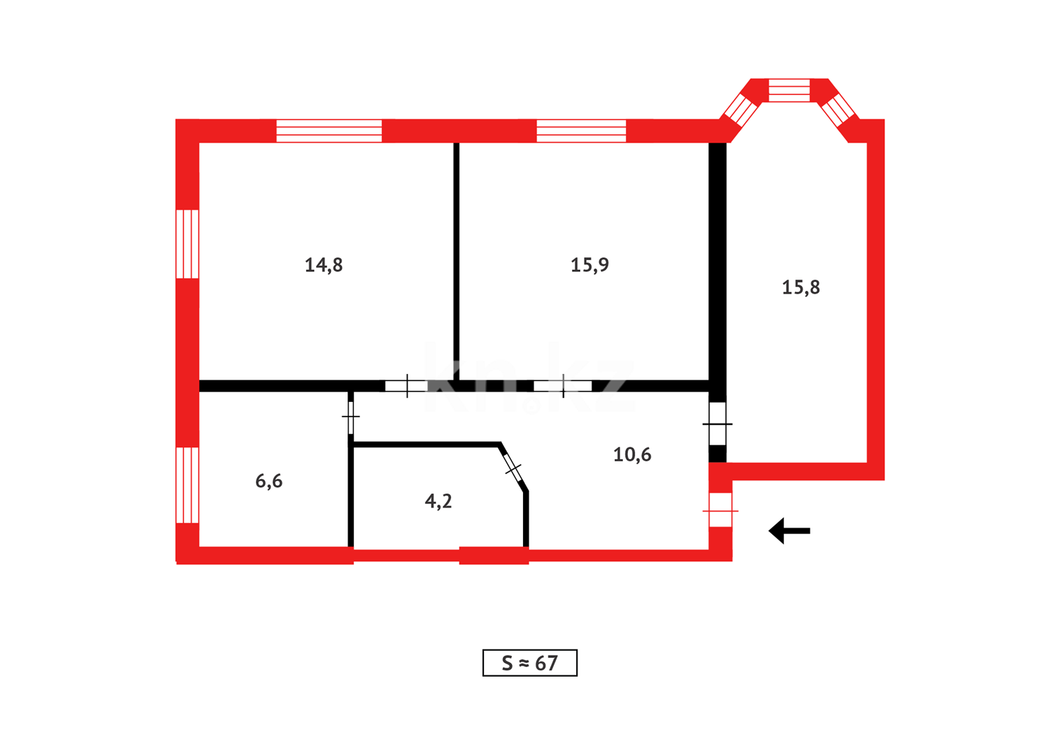 Продажа 3-комнатной квартиры, 67 м², пр. Республики - Продажа квартир в Темиртау фото 11 из 12