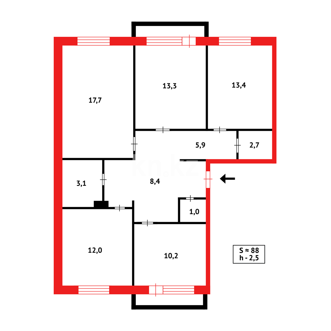 Продажа 4-комнатной квартиры, 89 м², мкр-н 8-й в Темиртау - фото 21
