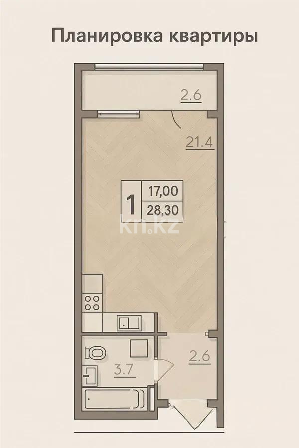 Продажа 1-комнатной квартиры, 29.9 м², ул. Ауэзова, дом  2/8 - Продажа квартир в Алматы без посредников с фото фото 1 из 1