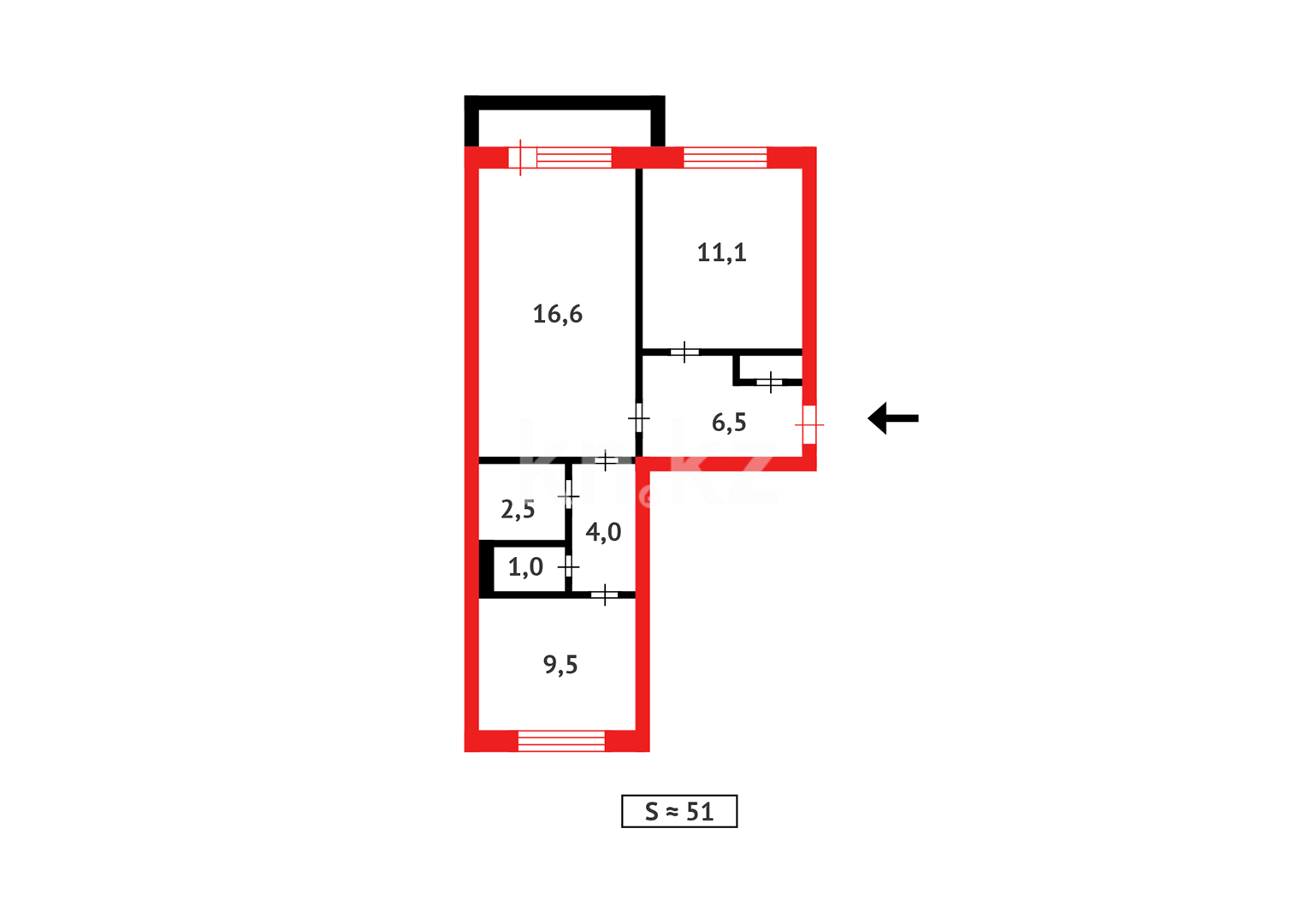 Продажа 2-комнатной квартиры, 51 м², 9-й мкр. - Продажа квартир в Темиртау фото 9 из 9