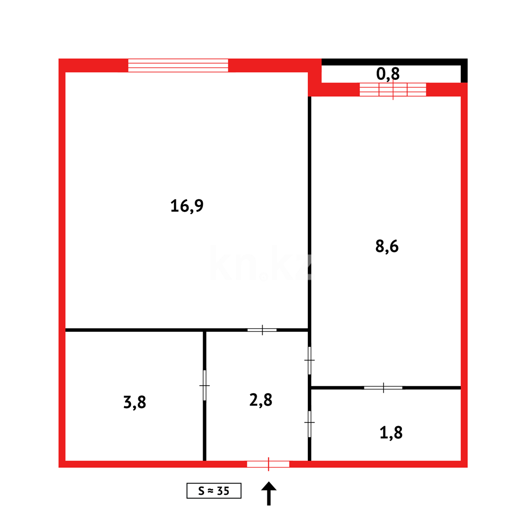 Продажа 1-комнатной квартиры, 35 м², пр. Бухар-жырау - Продажа квартир в Караганде фото 10 из 10