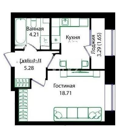 Продажа 1-комнатной квартиры, 39.37 м² - Продажа  однокомнатных квартир в новостройках Астаны - страница 83 фото 1 из 1