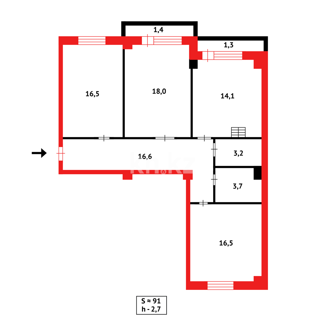 Продажа 3-комнатной квартиры, 91 м² в Караганде - фото 11
