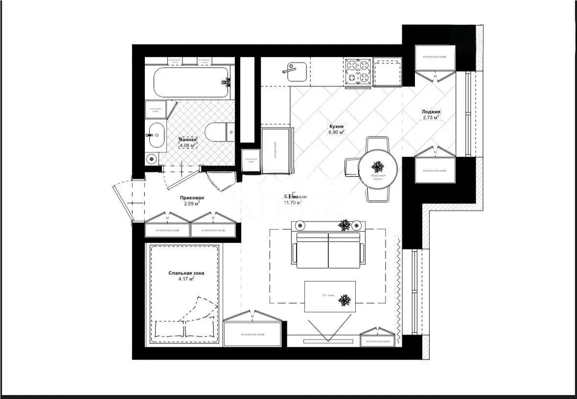 Продажа 2-комнатной квартиры, 30.1 м², ул. А-91, дом  14 в Астане - фото 5