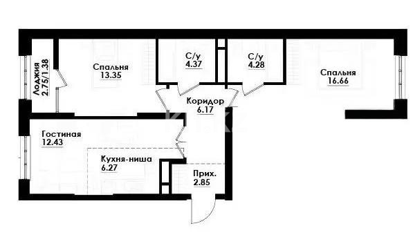 Продажа 3-комнатной квартиры, 68 м² - Продажа  трехкомнатных квартир в Алматы фото 1 из 1