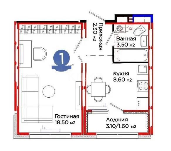 Продажа 1-комнатной квартиры, 34.45 м², ул. С-902, дом  8 - Продажа  однокомнатных квартир в Астане фото 3 из 3
