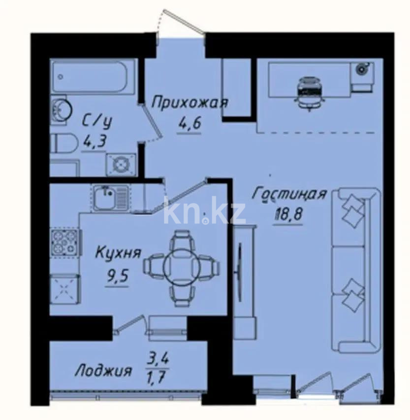Продажа 1-комнатной квартиры, 37.8 м², ул. Толе би, дом  1 стр в Астане