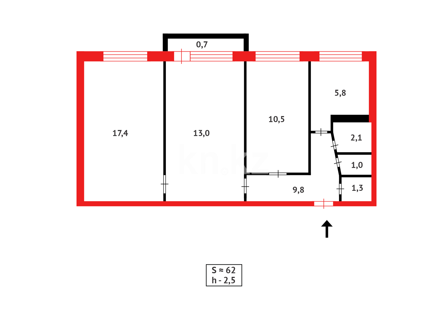 Продажа 3-комнатной квартиры, 61 м², мкр-н 16, дом  49 в Караганде - фото 13