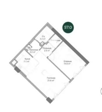 Продажа 2-комнатной квартиры, 57 м² - Продажа квартир от собственников в Алматы - страница 2 фото 1 из 1