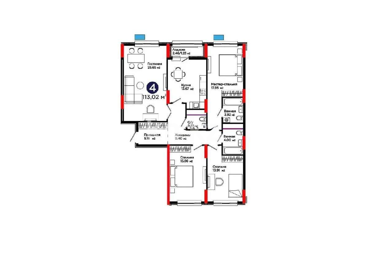 Продажа 4-комнатной квартиры, 113 м² - Продажа четырехкомнатных квартир от собственников в Астане - страница 12 фото 1 из 1