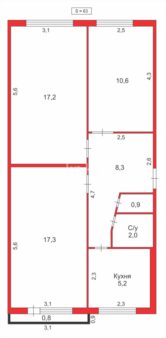 Продажа 3-комнатной квартиры, 63 м², мкр-н Восток-2 в Караганде - фото 12