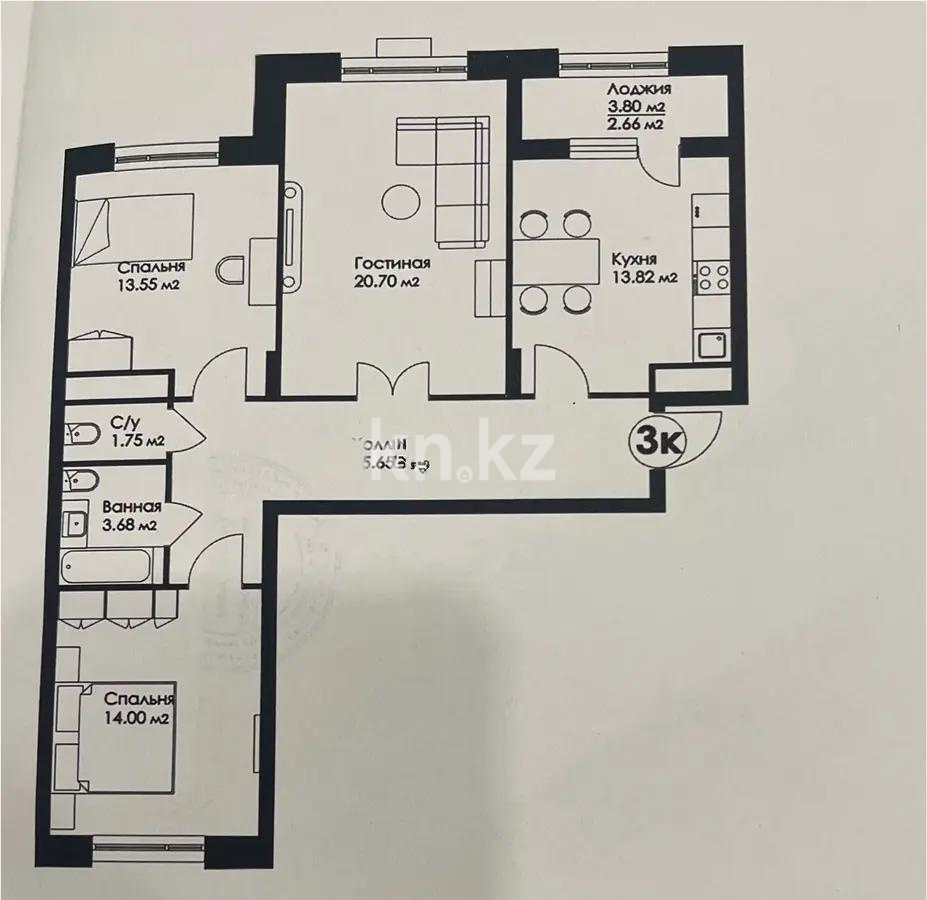 Продажа 3-комнатной квартиры, 90 м², ул. Нажимеденова, дом  29 стр - Продажа  трехкомнатных квартир в новостройках Астаны без посредников фото 1 из 1